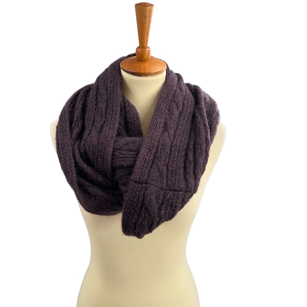 AllSaints Infinity Scarf Purple Galaxy Flex Snood Cable Knit Mohair‎ Wool Blend